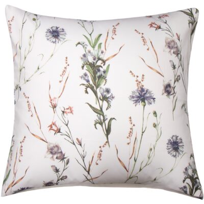 Pudebetræk 60x63 cm - Bomuldssatin - Corn Flower white - Vendbart blomster print