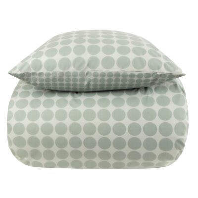 Dobbelt sengetøj 200x220 cm - 100% Bomuld - Vendbart med grønne cirkler