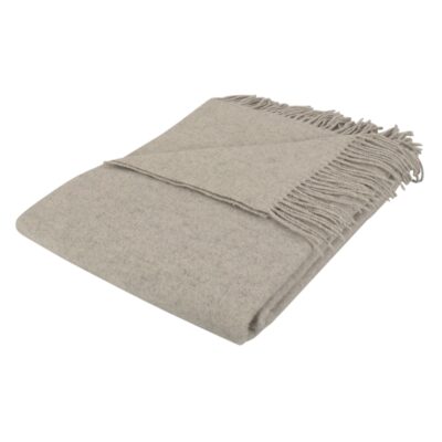 Uldplaid - 40% Cashmere - 130x200 cm - Ensfarvet lysegråt uldtæppe - By Borg plaid