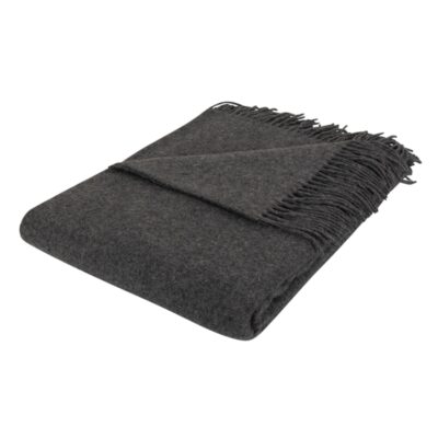 Uldplaid - 40% Cashmere - 130x200 cm - Ensfarvet mørkegråt uldtæppe - By Borg plaid