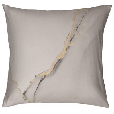Pudebetræk 60x63 cm - 100% Bomuldssatin - Vendbart gråt marmoreret design