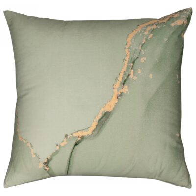 Pudebetræk 60x63 cm - 100% Bomuldssatin - Vendbart støvet grønt marmoreret design