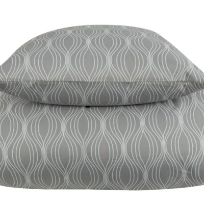 Dobbelt sengetøj 200x220 cm - Microfiber - Gråt wave print