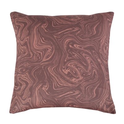 Pudebetræk 60x63 cm - Bomuldssatin - Mørk rosa marble print
