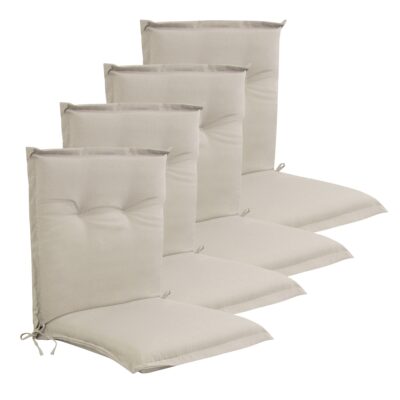 Luksus PLUS havehyndepakke til havestol 4 stk. - Tyk skumkerne 7 cm - Beige havestols hynder med ekstra høj komfort & UV-resistent betræk - Nordstrand Home hynder