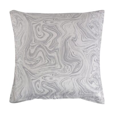 Pudebetræk 60x63 cm - Bomuldssatin - Lysegråt marble print