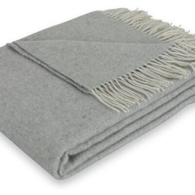 Cashmere uldplaid - 40% Cashmere - 130x200 cm - Ensfarvet gråt uldtæppe - By Borg plaid