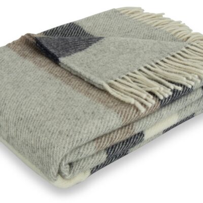 Uldplaid - 100% Ny ren uld - 130x200 cm - Blødt uldtæppe i stribet grå - Nordstrand Home plaid