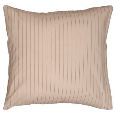 Pudebetræk 60x63 cm - 100% bomuld - Sandfarvet med brune striber