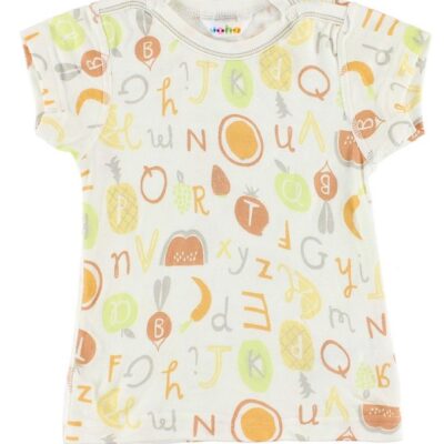 Joha T-Shirt - Bambus - Hvid m. Frugter/Bogstaver
