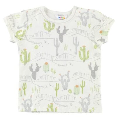 Joha T-shirt - Bambus - Creme m. Kaktusprint