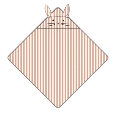 Liewood Albert Badehåndklæde m. Hætte - Coral Blush/Creme de la Creme Stripe
