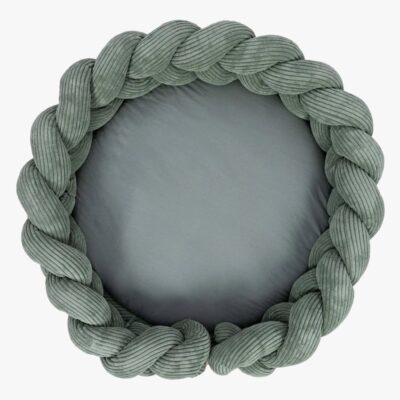 MeowBaby Aesthetic Babynest med Flettet Beskyttelse & Legetæppe, Olive Green