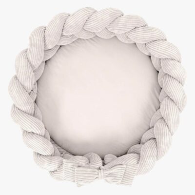 MeowBaby Aesthetic Babynest med Flettet Beskyttelse & Legetæppe, Ecru