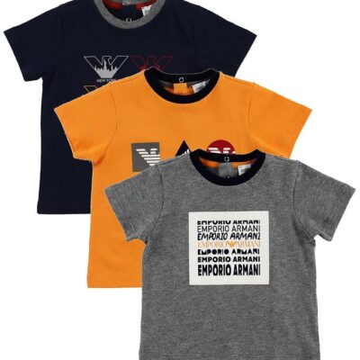 Emporio Armani T-shirt - 3-pak - Gråmeleret/Sort/Orange