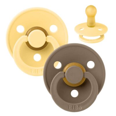 BIBS Rund Colour Sut - 2-Pak - Str. 2 - Naturgummi - Pale Butter/Dark Oak