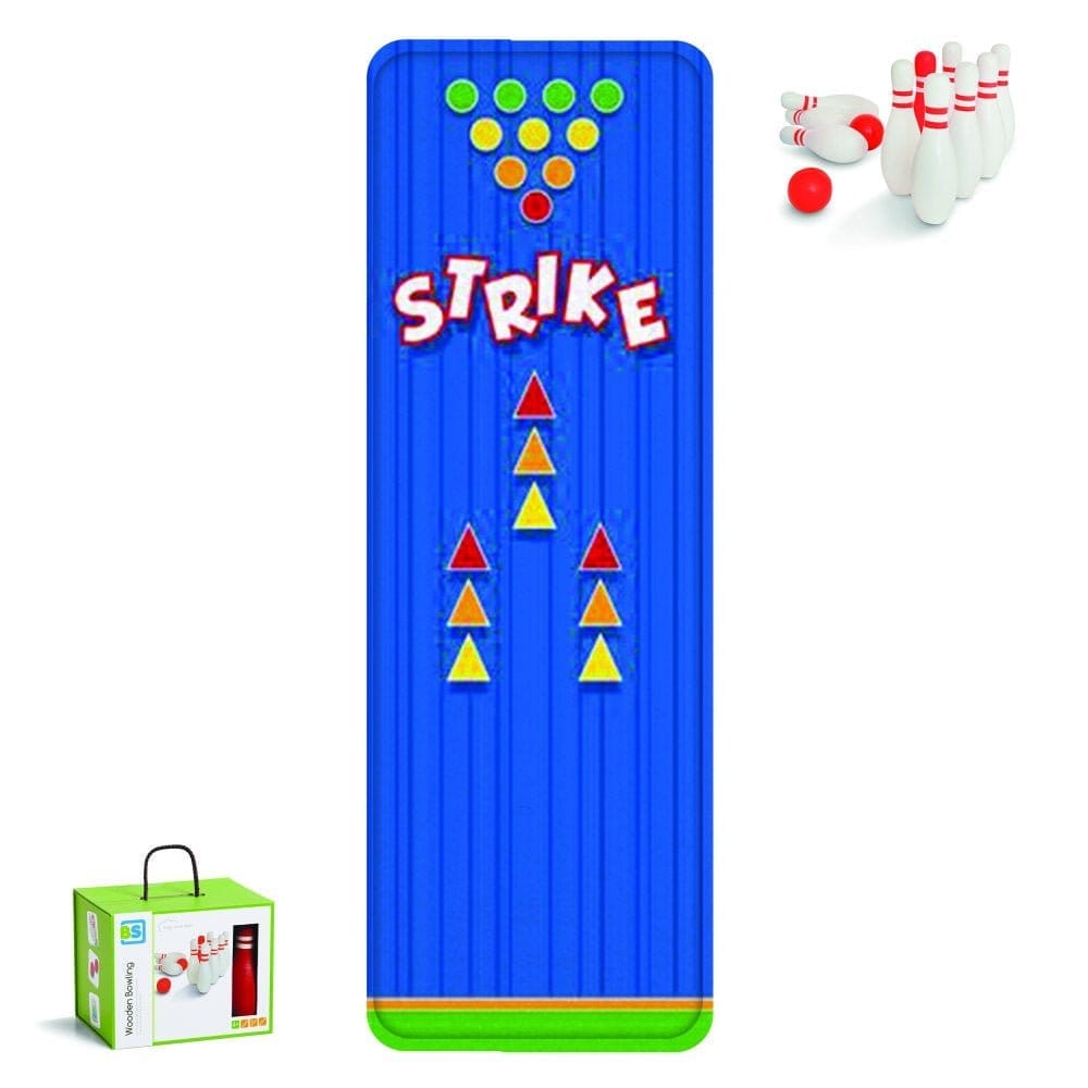 Legetæppe med bowlingbane og bowlingspil - 100x300 cm.