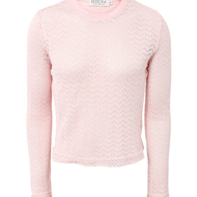 Hound Bluse - Cropped - Strik - Soft Peach m. Hulmønster