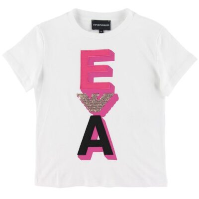 Emporio Armani T-shirt - Hvid m. Pink/Guld