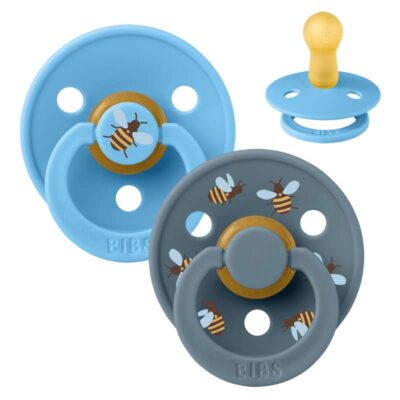 BIBS Rund Colour Sut - 2-Pak - Str. 2 - Naturgummi - Bumblebee Studio - Breeze Mix