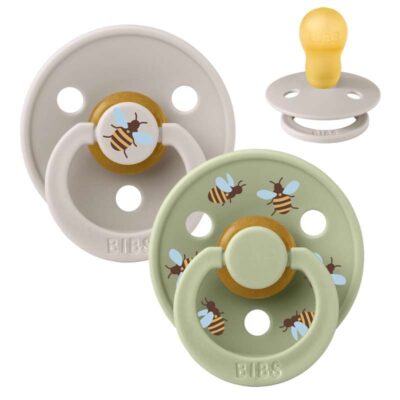 BIBS Rund Colour Sut - 2-Pak - Str. 3 - Naturgummi - Bumblebee Studio - Mushroom Mix