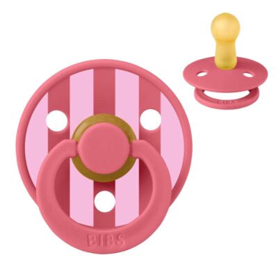 BIBS Rund Colour Sut - Str. 2 - Naturgummi - Block Studio - Coral/Baby Pink