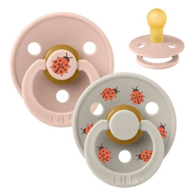 BIBS Rund Colour Sut - 2-Pak - Str. 1 - Naturgummi - Ladybug Studio - Blush Mix