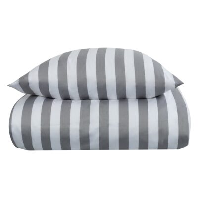 Dobbelt sengetøj 240x220 cm - 100% bomuldssatin - Nordic Stripe - Grå striber