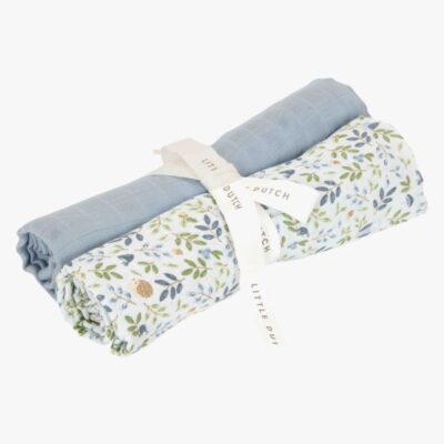 Little Dutch Forest Adventure & Denim Blue Tæpper/ Stofbleer i Musselin 2-pak, Blå