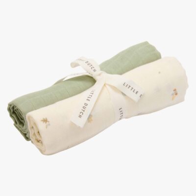 Little Dutch Forest Treasures & Sage Tæpper/ Stofbleer i Musselin 2-pak, Hvid