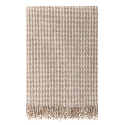 Uldplaid 120x180 cm - Beige plaid med mønster - 100% ny ren uld - Teide Høie of Scandinavia uldtæppe