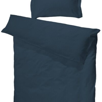 Mørkeblåt sengetøj - 100% egyptisk bomuldssatin - Baby sengetøj 70x100 cm - Turistripa - Smalle striber