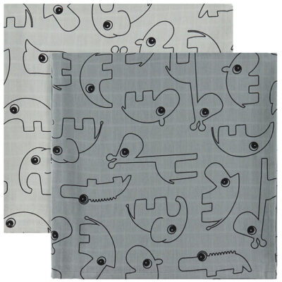 Done by Deer Babysvøb - 120x120 cm - 2-pak - Contour Grey