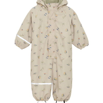CeLaVi Regndragt m. Fleece - PU - White Pepper m. Print