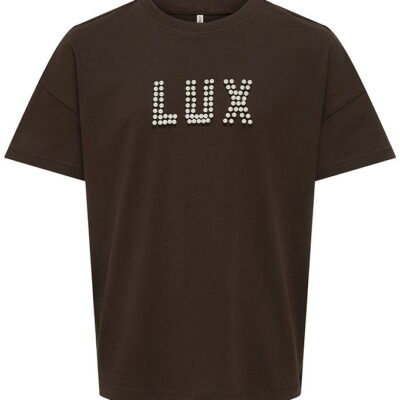 Kids Only T-shirt - KogKate - O-Neck Pearl Top - Black Coffee/Lu