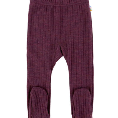Joha Leggings m. Fødder - Uld - Rib - Blomme