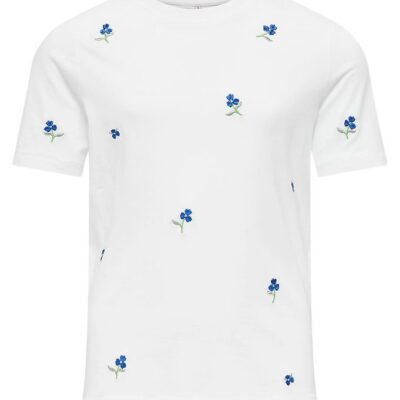 Kids Only T-shirt - Noos - KogKetty - Bright White/Blue Flowers