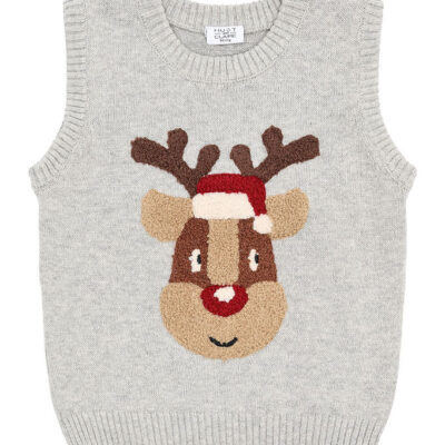 Hust and Claire Vest - Strik - HcPrinco Reindeer - Soft Grey Mel