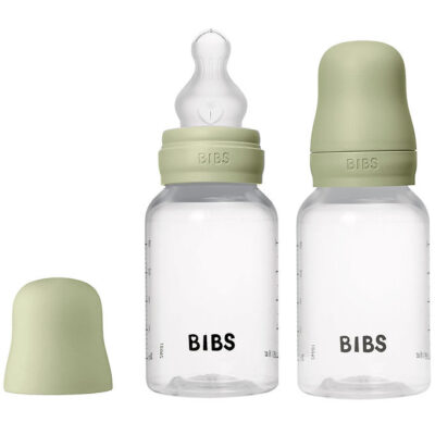 BIBS Bottle - Sutteflaskesæt - Plastik - 2-pak - Silikone/Slow Flow/Rund - 150ml - Sage