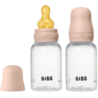 BIBS Bottle - Sutteflaskesæt - Plastik - 2-pak - Naturgummi/Slow Flow/Rund - 150ml - Blush