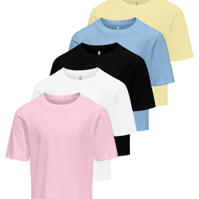 Kids Only T-shirt - KogRex - 5-pak - Pink Lady/White/Black/Open
