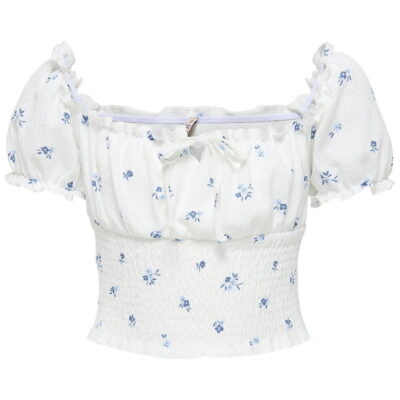 Kids Only Top - KogHillary - Cloud Dancer/Blue Flowers