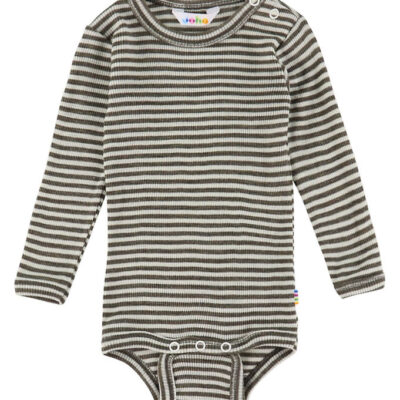 Joha Body l/æ - Uld/Silke - Rib - Mørkebrun/Stribet