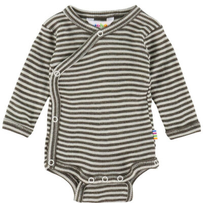 Joha Slå-om Body l/æ - Uld/Silke - Rib - Mørkebrun/Stribet