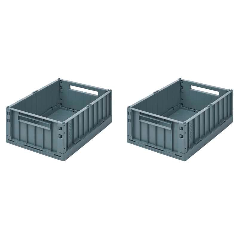 Liewood Weston Opbevaringsboks - Medium - 2-pak - Whale Blue