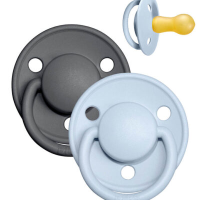 BIBS De Lux Sutter - Str. 2 - 2-pak - Rund - Iron/Baby Blue