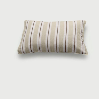 DAWN Hør Bomuld Pudebetræk (50x70) - Ivory / Off White / Chocolate - 100% økologisk bomuld -