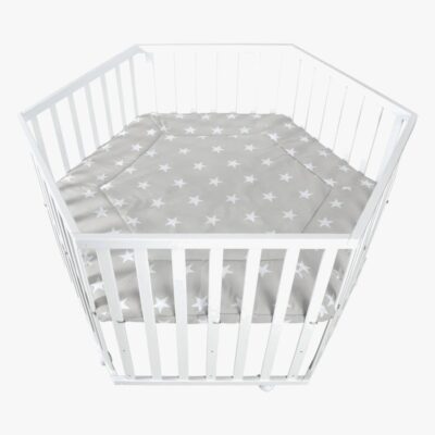 Roba Hexagon Kravlegård med Hjul, Little Stars White