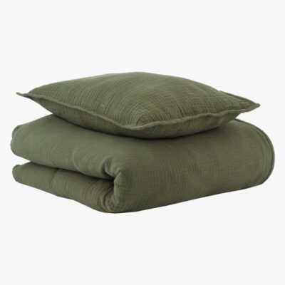 Oh, Poppy! Vega Musselin Sengesæt 70x80 Tremmeseng, Forest Green