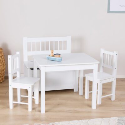 Alice & Fox LOVIS Bord & Stole + Sofa med Opbevaring, Hvid